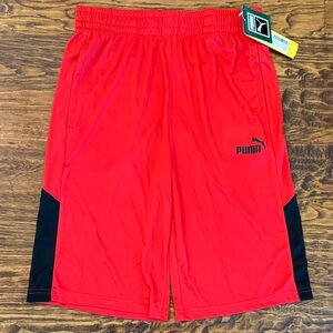 NWT PUMA Boys XL Vibrant Red and Black Athletic Shorts